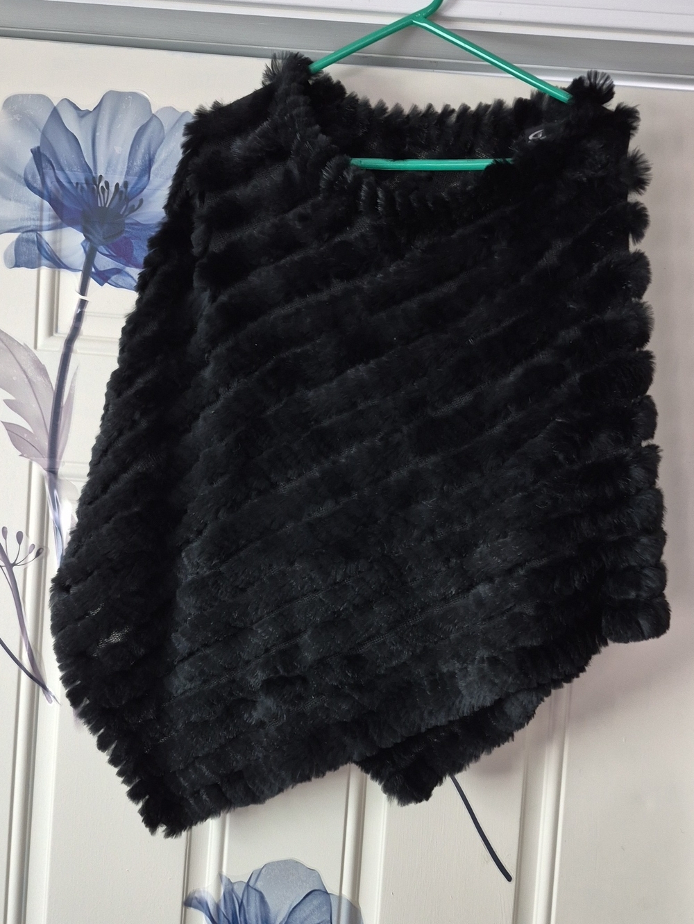 INC International Concepts Black Faux Fur Poncho